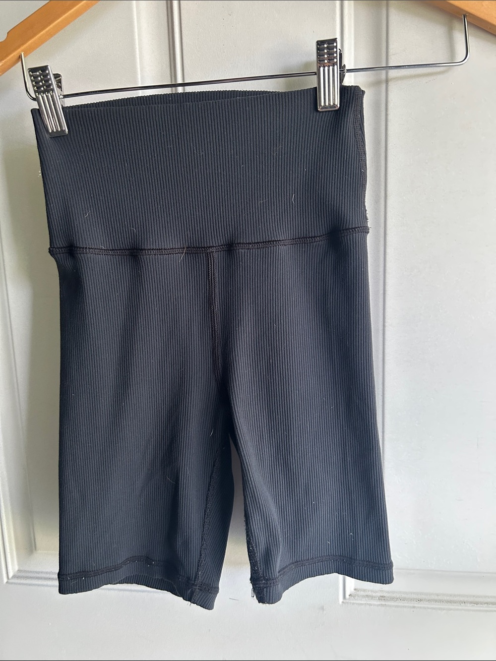 Ribbed High-Waist Black Women's Bike Shorts